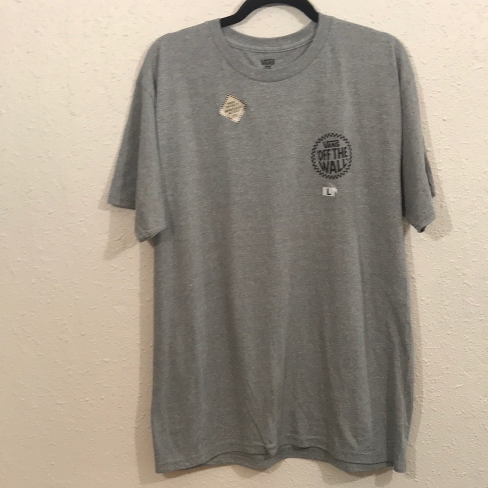 Vans NEW Gray & Black “Off the Wall” Double Sided Screen‎ Print Tee size L